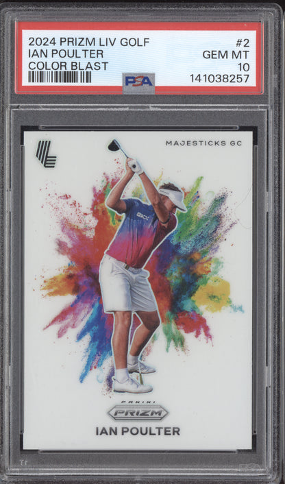 Ian Poulter 2024 Panini LIV Golf Prizm Color Blast PSA 10