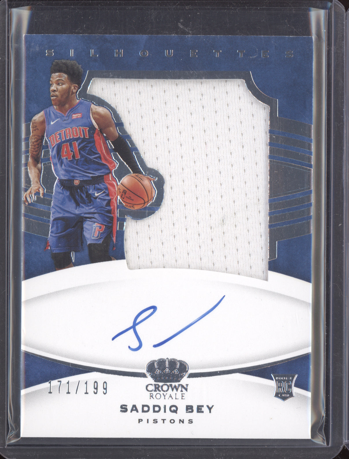 Saddiq Bey 2020 Panini Crown Royale Silhouettes Patch Auto RC 171/199