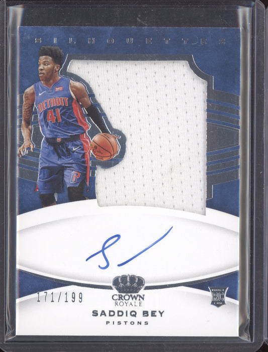Saddiq Bey 2020 Panini Crown Royale Silhouettes Patch Auto RC 171/199