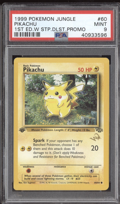 Pikachu 1999 Pokemon Jungle 1st Edition Stamped Promo 60/64 PSA 9
