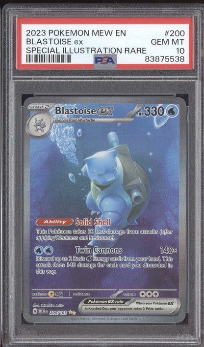 Blastoise EX 2023 Pokemon MEW EN - 151 Special Illustration Rare 200/165 PSA 10