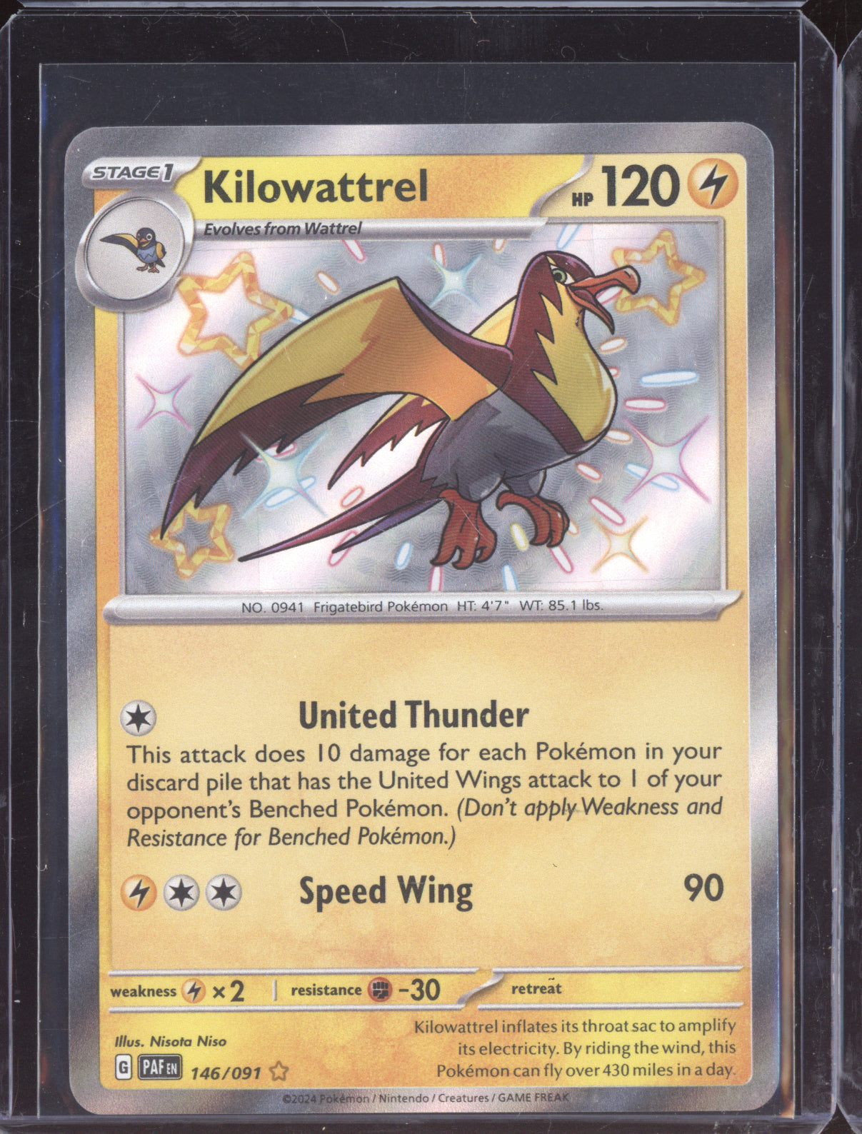 Kilowattrel 2024 Pokemon Paldean Fates Shiny Rare 146/091