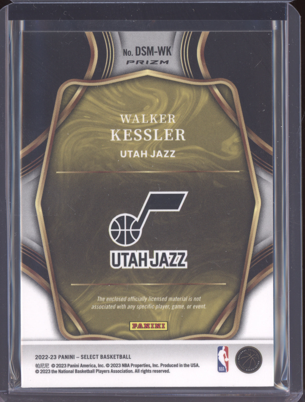 Walker Kessler 2022 Panini Select Draft Selections Patch RC