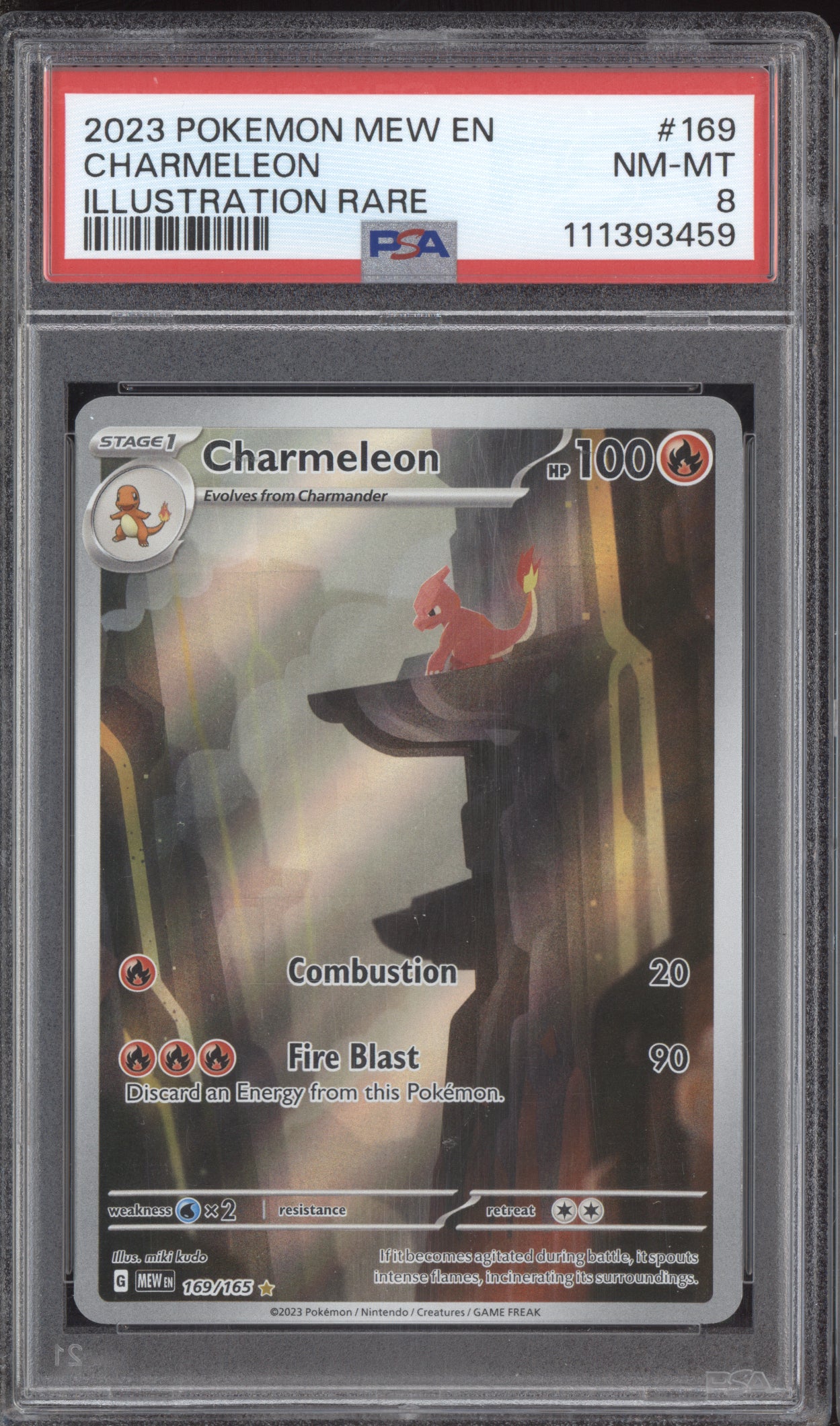Charmeleon 2023 Pokemon MEW EN - 151 Illustration Rare 169/165 PSA 8