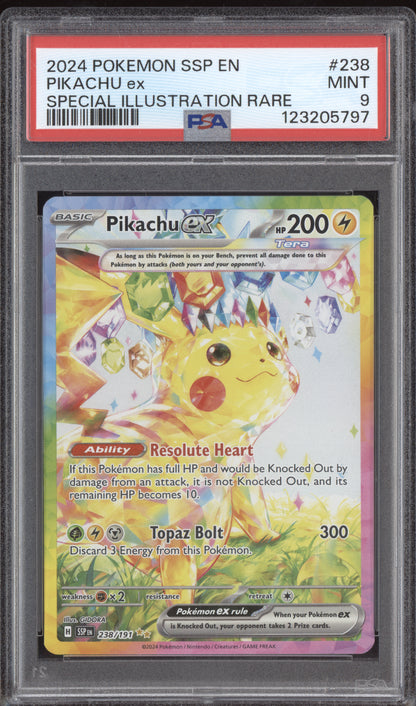 Pikachu ex 2024 Pokemon Surging Sparks SIR 238/191 PSA 9