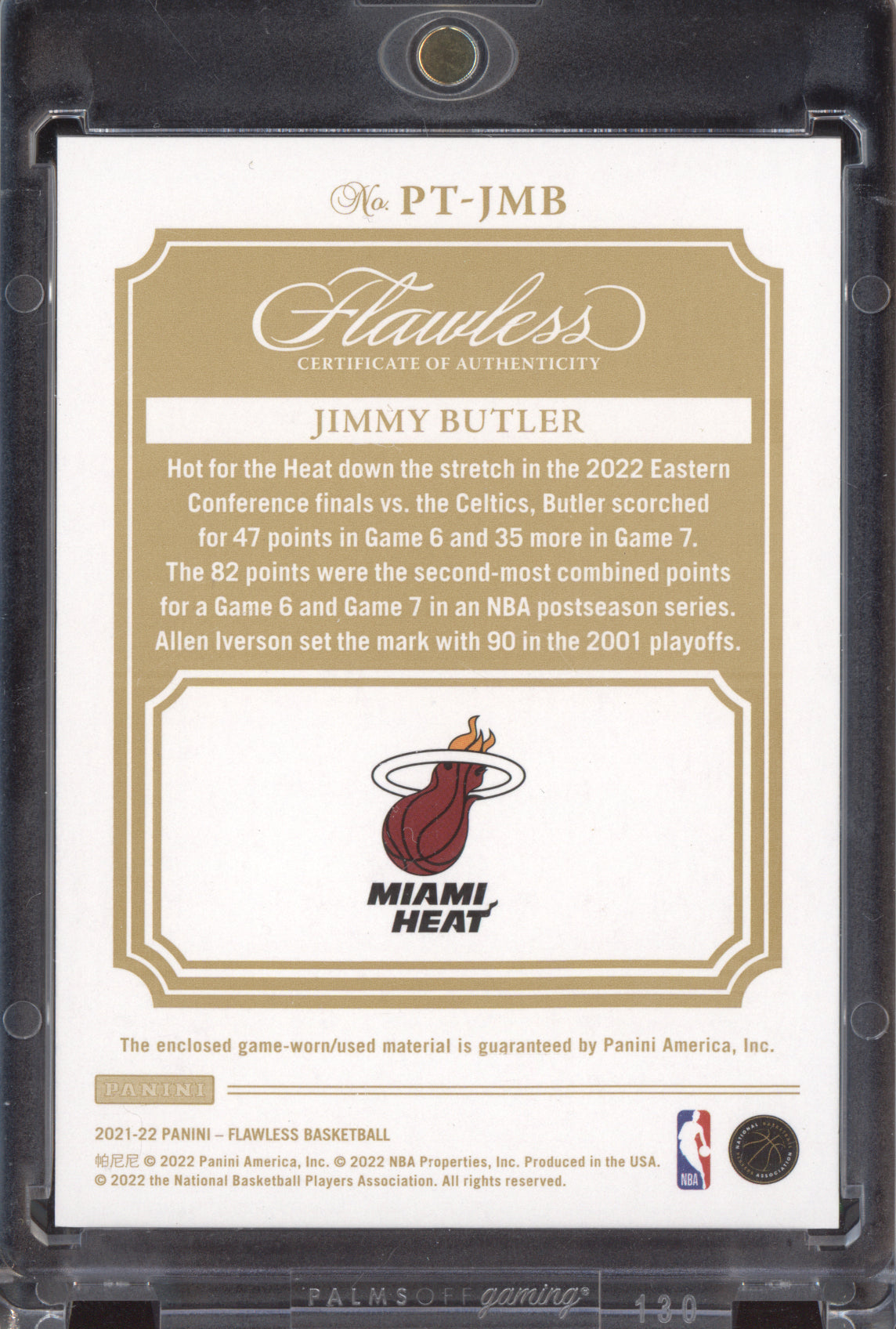Jimmy Butler 2021-22 Panini Flawless Gold Patches 3/10