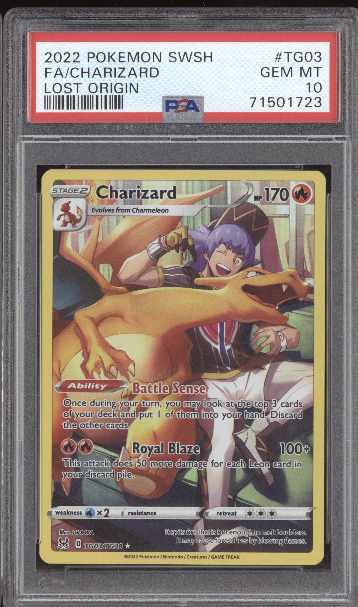 Charizard 2022 Pokemon Lost Origin Trainer Gallery TG03/TG30 PSA 10