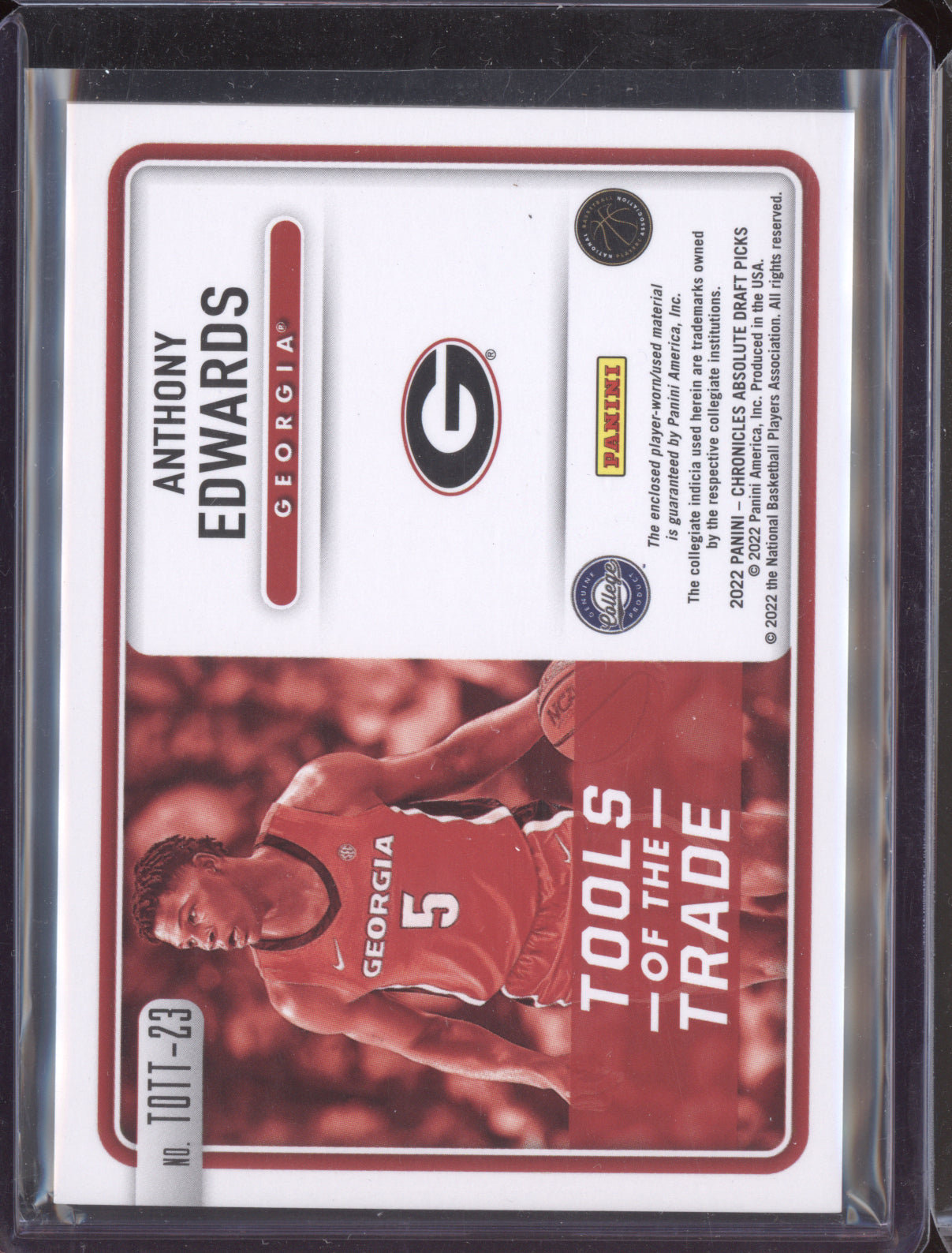 Anthony Edwards 2022 Panini Chronicles Draft Tools of the Trade