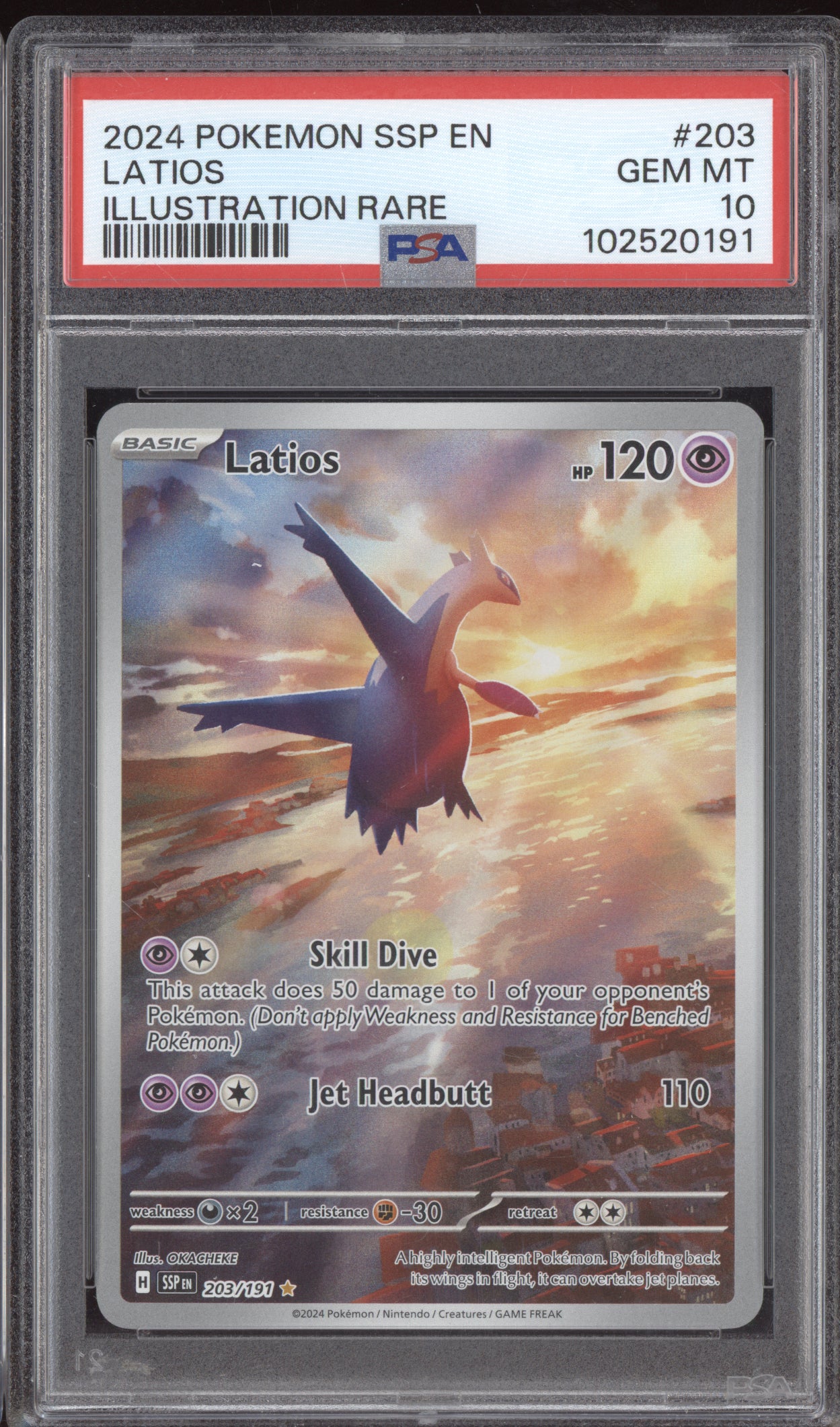 Latios 2024 Pokemon Surging Sparks Illustration Rare 203/191 PSA 10