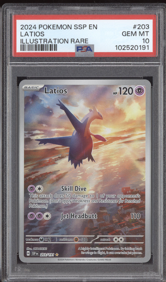 Latios 2024 Pokemon Surging Sparks Illustration Rare 203/191 PSA 10