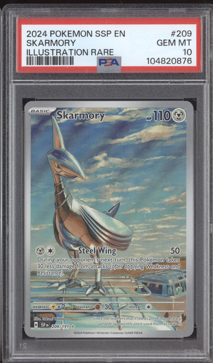 Skarmory 2024 Pokemon Surging Sparks Illustration Rare 209/191 PSA 10