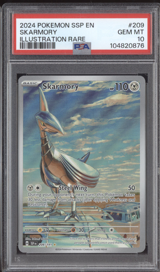 Skarmory 2024 Pokemon Surging Sparks Illustration Rare 209/191 PSA 10
