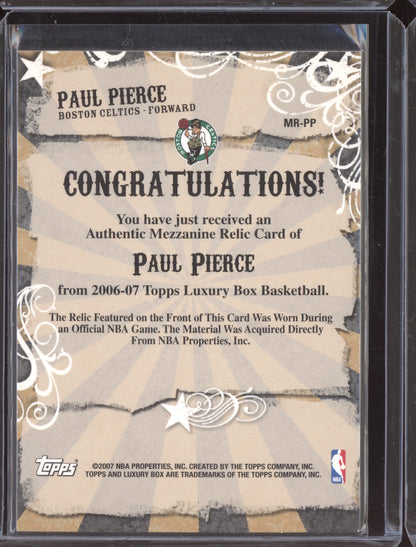 Paul Pierce 2007 Upper Deck Luxury Box Mezzanine Relic Card 147/349