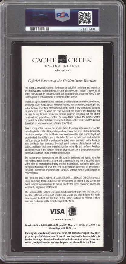 Stephen Curry Warriors Denver 2013 Ticket  1st Lookway 3-Pointer Pop 2 PSA  10