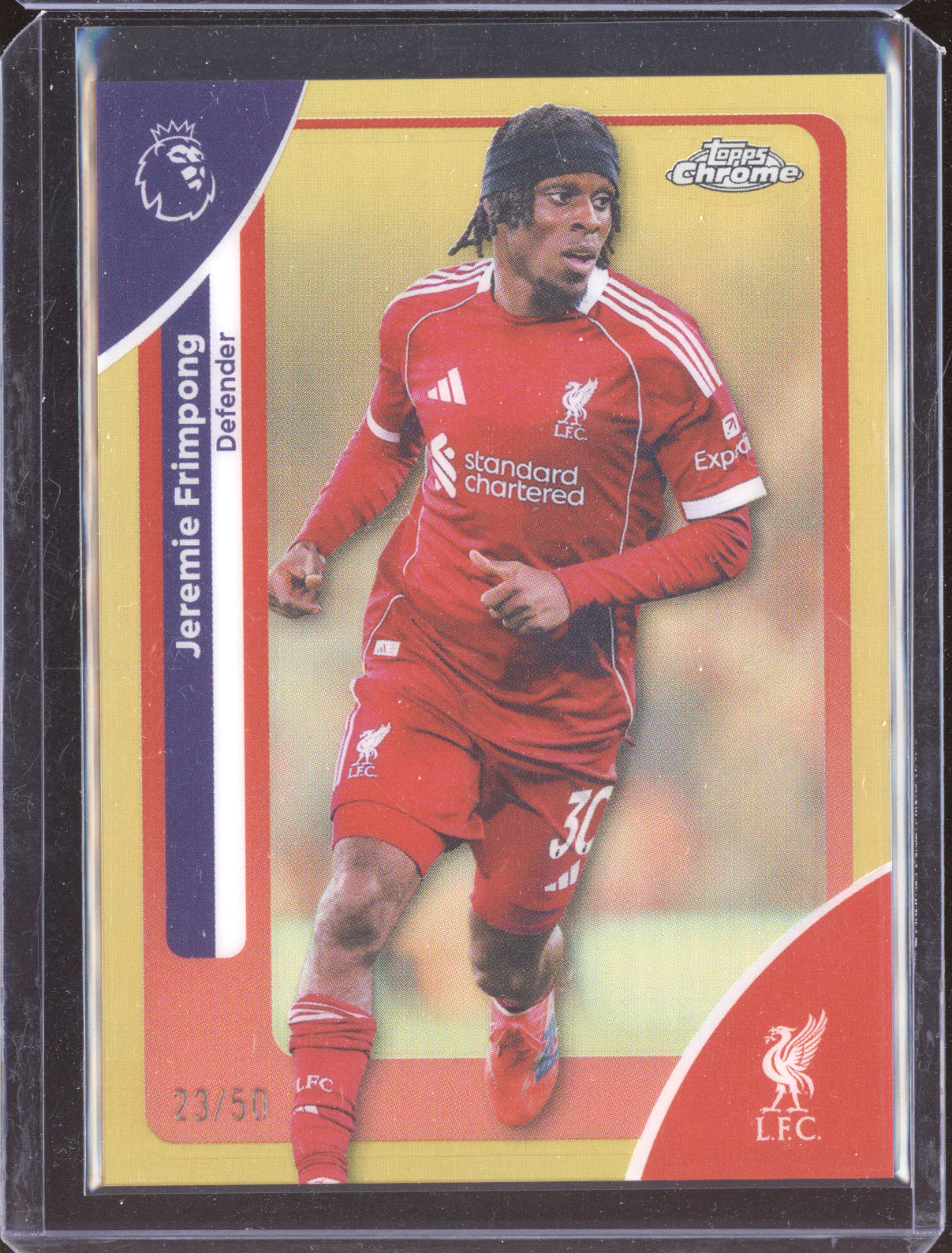 Jeremie Frimpong 2025-26 Topps Chrome Premier League Gold 23/50