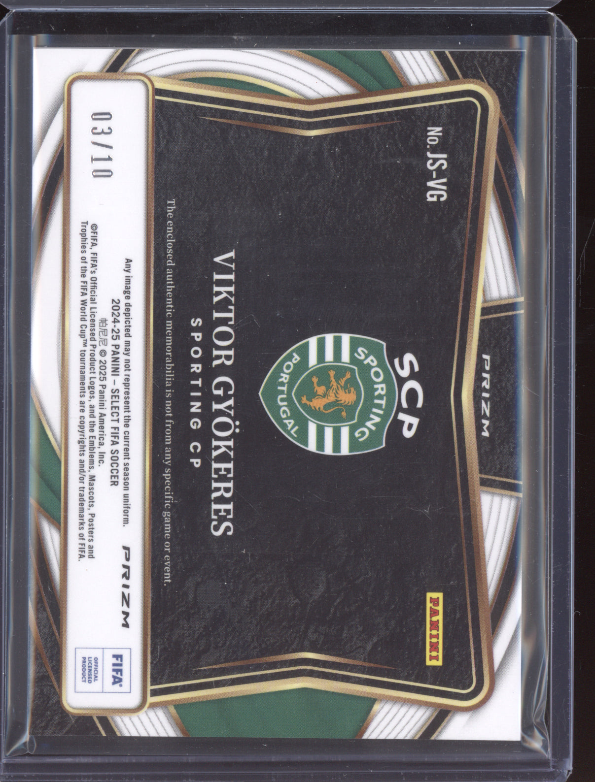 Viktor Gyokeres 2024-25 Panini Select FIFA Jumbo Jersey Gold 3/10