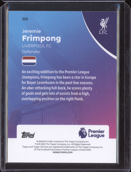 Jeremie Frimpong 2025-26 Topps Chrome Premier League Gold 23/50