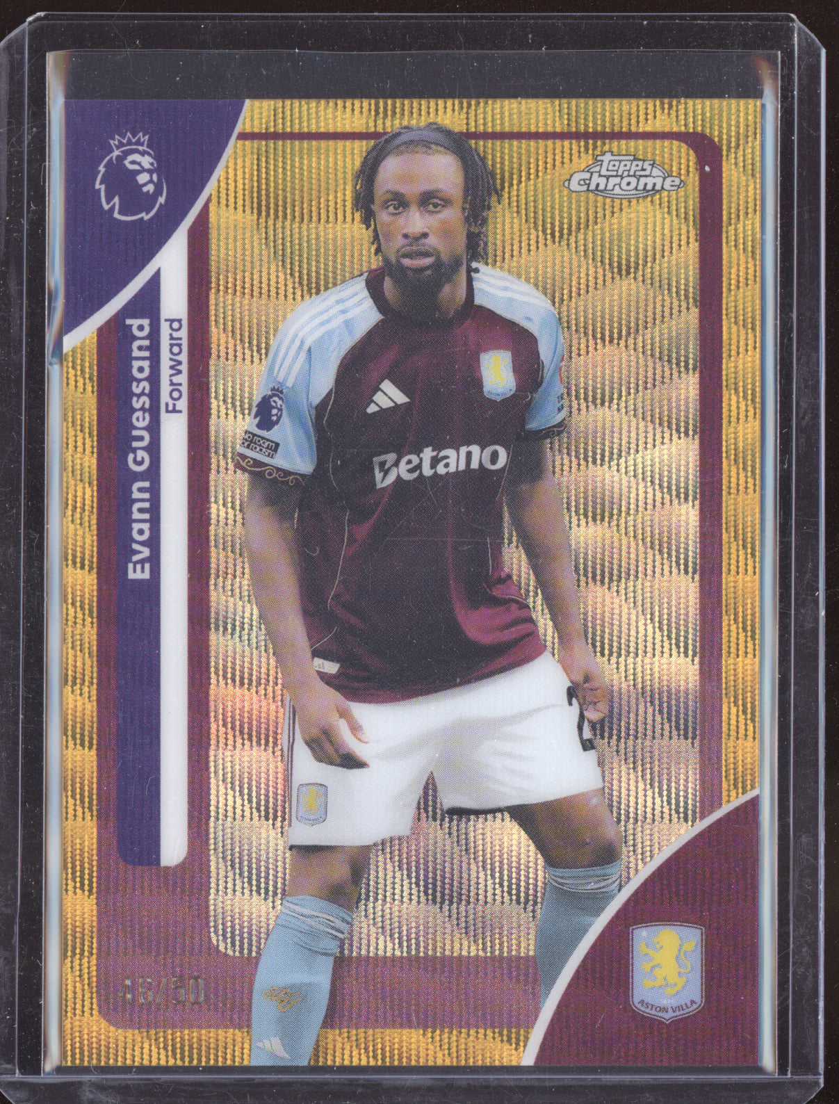 Evann Guessand 2025-26 Topps Chrome Premier League Gold Wave 46/50