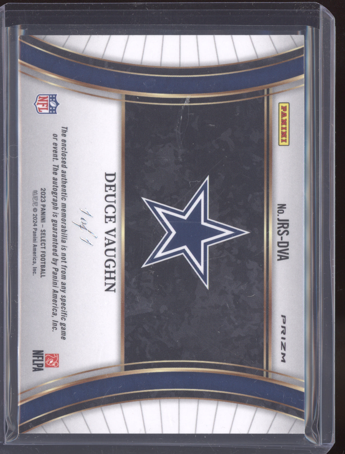 Deuce Vaughn 2023 Panini Select Jumbo Rookie Auto Swatches Tag Black RC 1/1