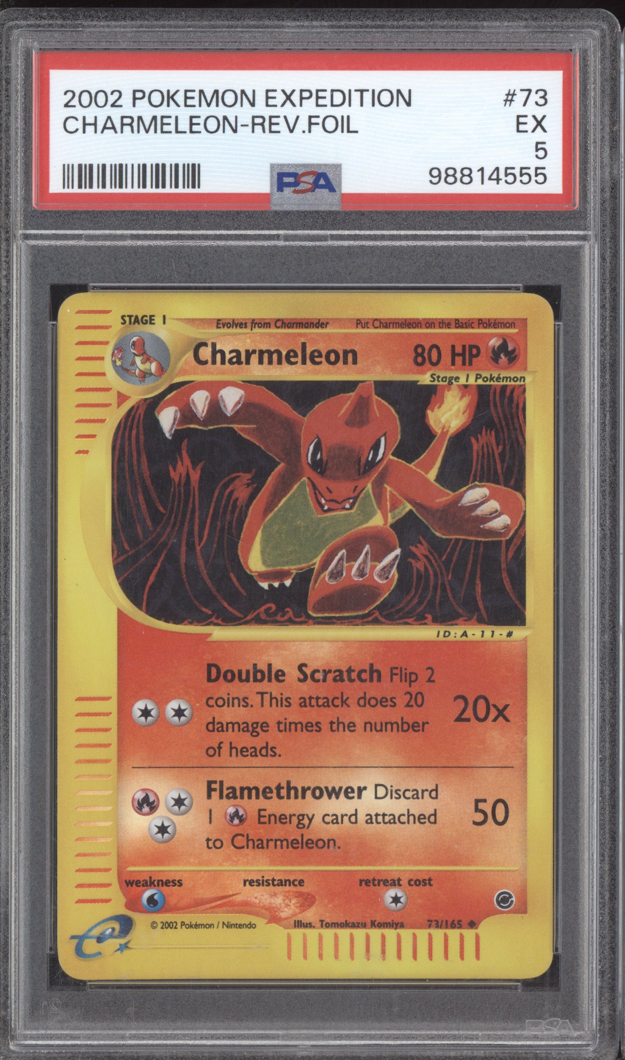 Charmeleon 2002 Pokemon Expedition Reverse Foil 73/165 PSA 5