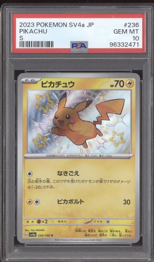 Pikachu 2023 Pokemon Japanese Shiny Treasure Baby Shiny 236/190 PSA 10