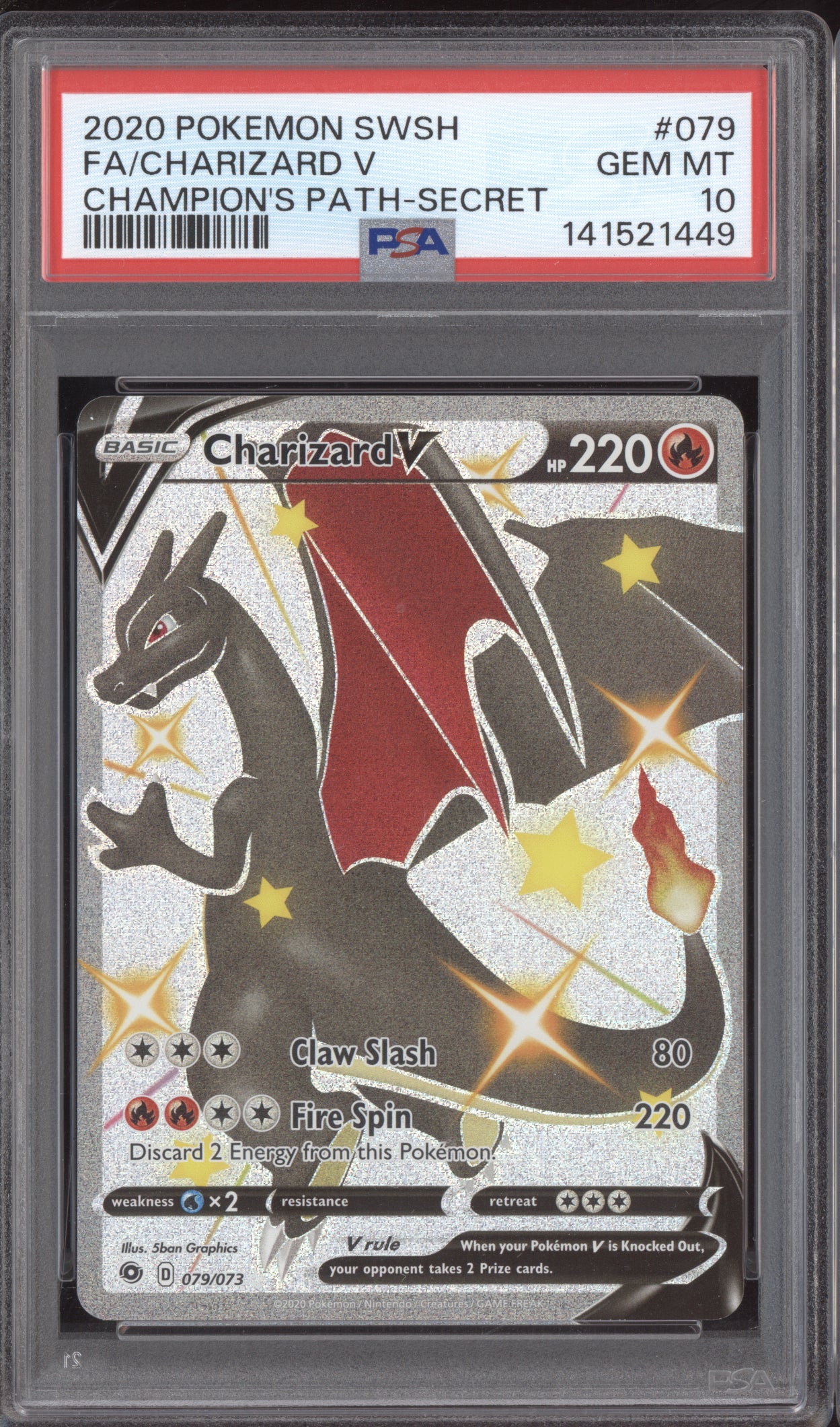 Charizard V 2020 Pokemon Champions Path Full Art Secret 079/073 PSA 10