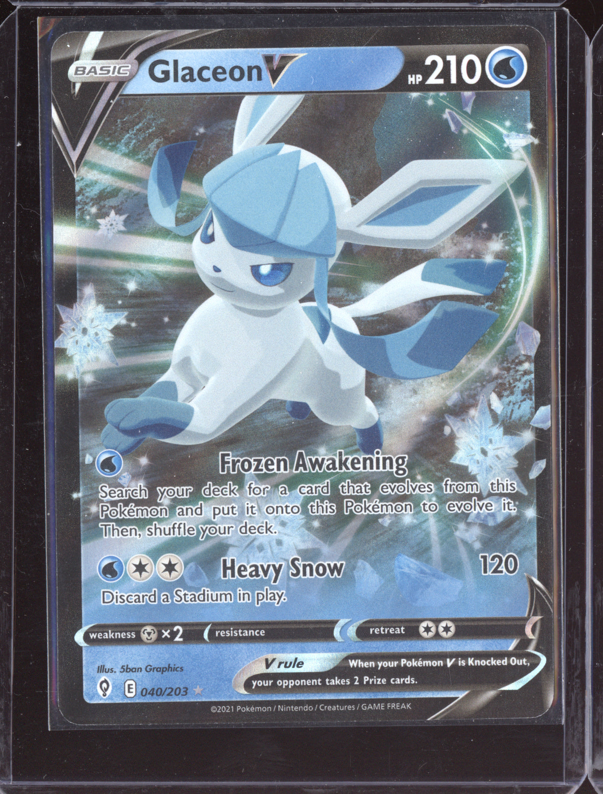 Glaceon V 2021 Pokemon Evolving Skies Holo Rare V 040/203