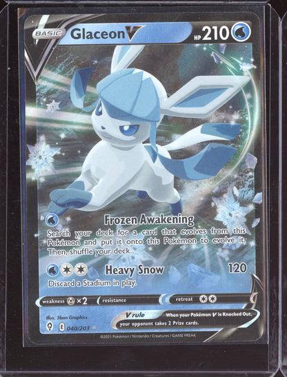 Glaceon V 2021 Pokemon Evolving Skies Holo Rare V 040/203