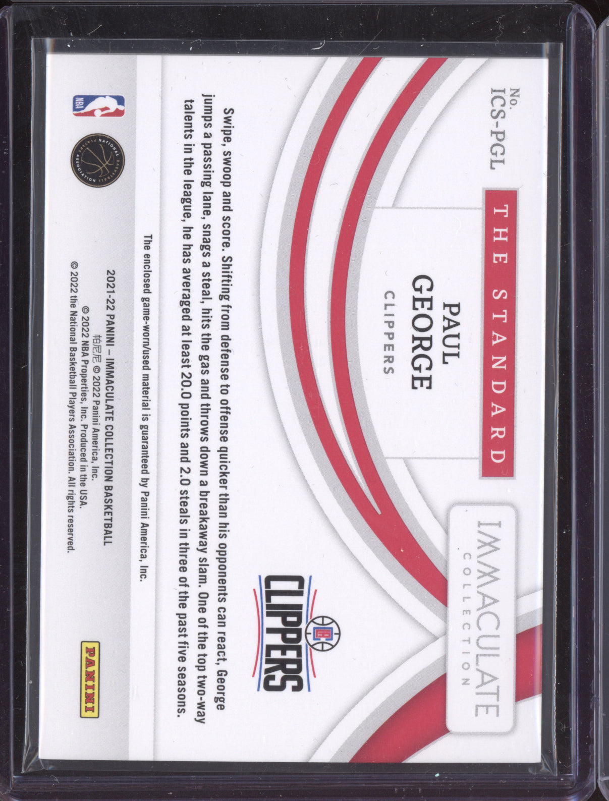 Paul George 2021 Panini Immaculate The Standard Patch 14/99