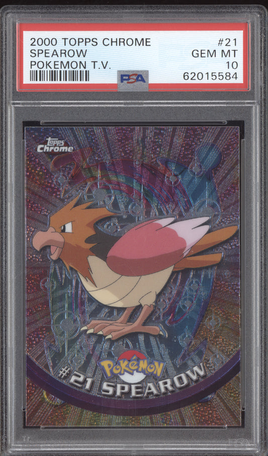 Spearow 2000 Pokemon Topps Chrome Pokemon TV #21 PSA 10