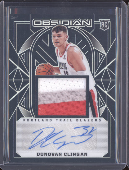 Donovan Clingan 2024-25 Panini Obsidian  Rookie Jersey Patch Auto RC 20/125