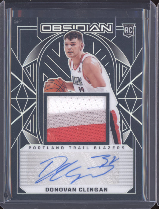 Donovan Clingan 2024-25 Panini Obsidian  Rookie Jersey Patch Auto RC 20/125