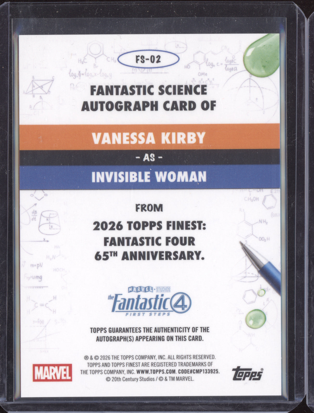 Invisible Woman Marvel Topps Fantastic Four  2026 Orange Auto Kirby 15/25 /