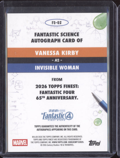 Invisible Woman Marvel Topps Fantastic Four  2026 Orange Auto Kirby 15/25 /