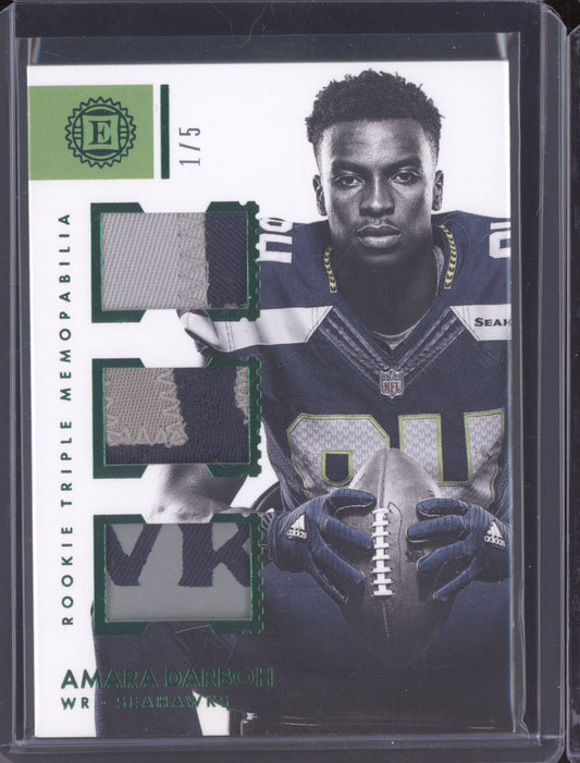 Amara Darboh 2017 Panini Encased Green Rookie Triple Memorabilia RC 1/5