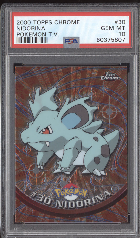 Nidorina 2000 Pokemon Topps Chrome Pokemon TV #30 PSA 10