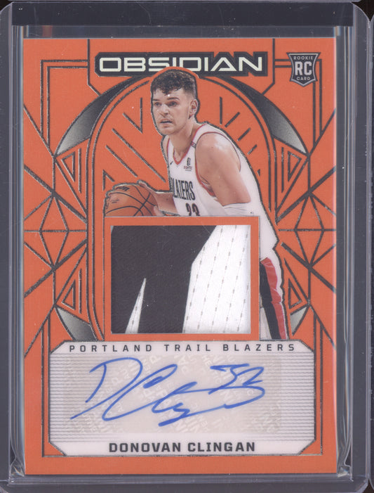 Donovan Clingan 2024-25 Panini Obsidian  Rookie Jersey Patch Auto Orange 77/99