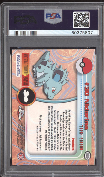 Nidorina 2000 Pokemon Topps Chrome Pokemon TV #30 PSA 10