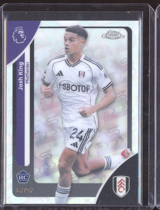 Josh King 2025-26 Topps Chrome Premier League Retrofractor RC 62/92