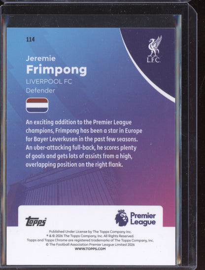 Jeremie Frimpong 2025-26 Topps Chrome Premier League Retrofractor 62/92