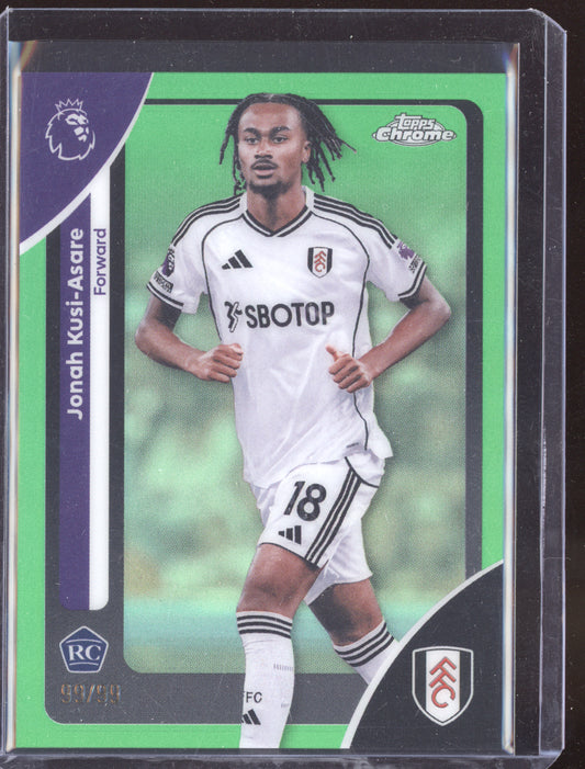 Jonah Kusi-Asara 2025-26 Topps Chrome Premier League Green RC 99/99