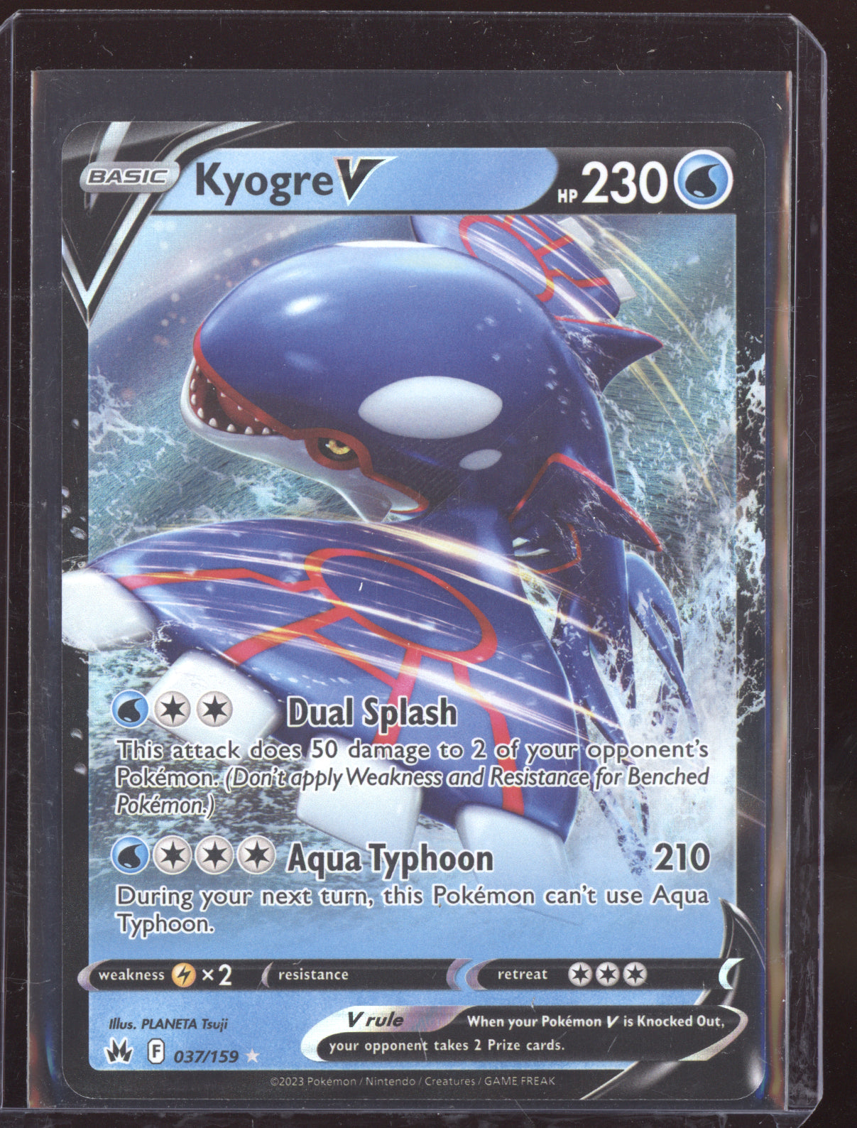 Kyogre V 2023 Pokemon Crown Zenith Holo Rare V 037/159