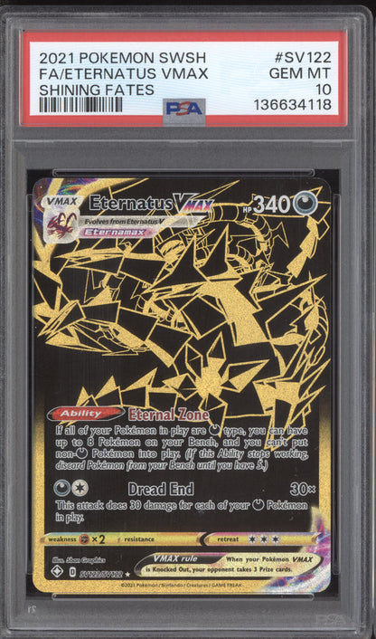 Eternatus Vmax 2021 Pokemon Shining Fates Full Art SV122/SV122 PSA 10