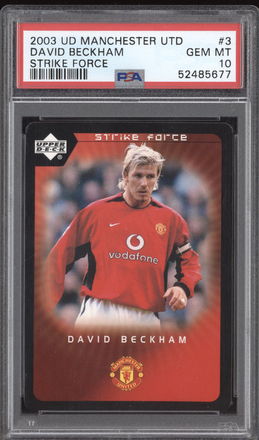 David Beckham 2003 Upper Deck Manchester United Strike Force Red Jersey PSA 10