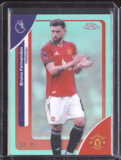 Bruno Fernandes 2025-26 Topps Chrome Premier League Aqua 98/199