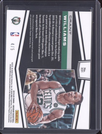 Grant Williams 2019 Panini Obsidian Red Patch Auto RC 4/5