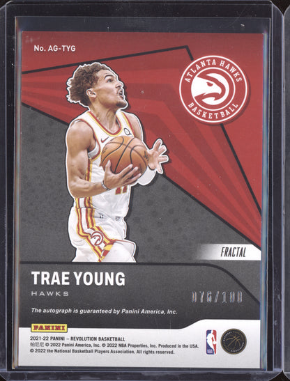 Trae Young 2021-22 Panini Revolution Fractal Autograph 76/100