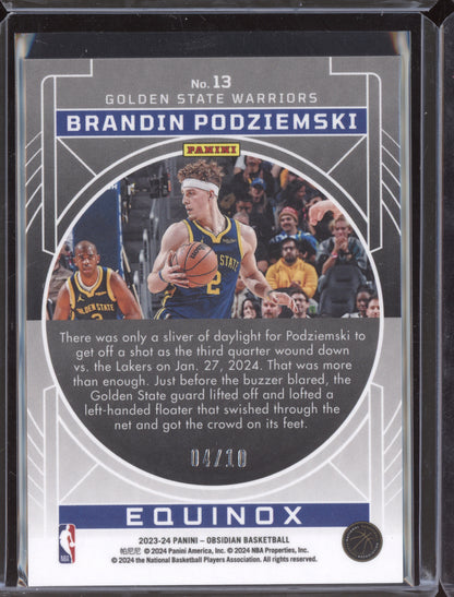 Brandin Podziemski 2023 Panini Obsidian Equinox Gold RC 4/10