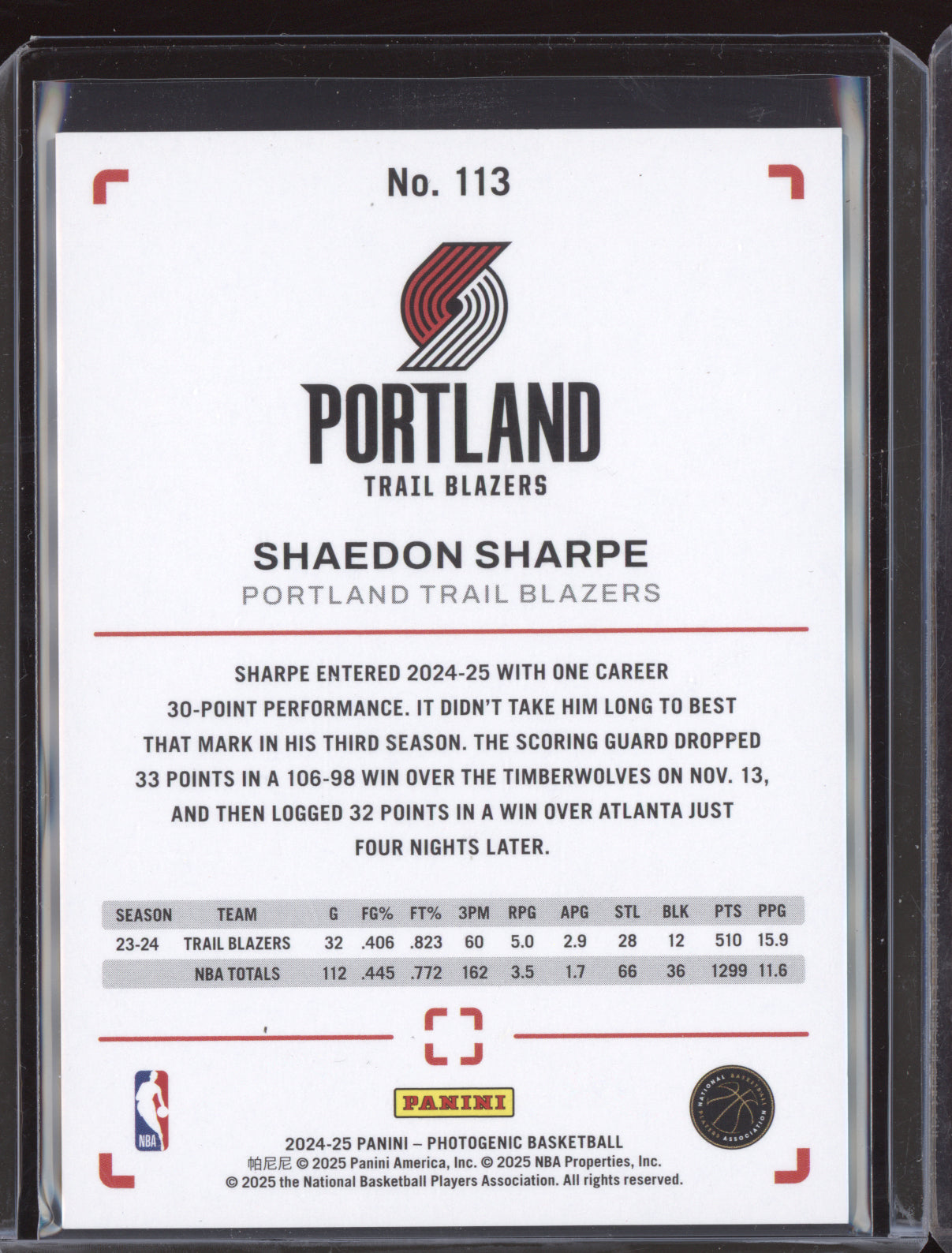 Shaedon Sharpe 2024 Panini Photogenic Gold 06/10