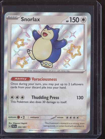 Snorlax Pokemon Paldean Fates PAF 2024 Shiny Rare 202/091